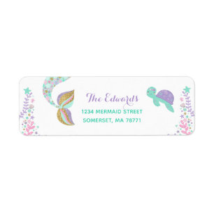 Mermaid Return Address Labels Mermaid Party