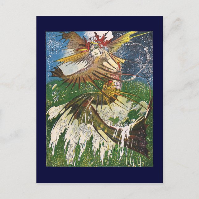 Mermaid Riding a Wave Postcard (Front)
