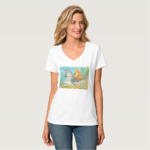 Mermaid Riding Merhorse Unicorn V NECK T SHIRT