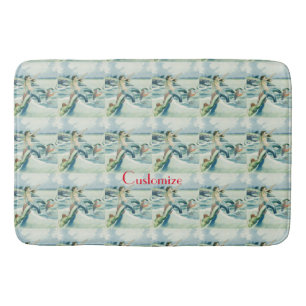 Mermaid Riding Sea Serpent Thunder_Cove Bath Mat