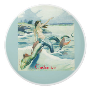Mermaid Riding Sea Serpent Thunder_Cove Ceramic Knob
