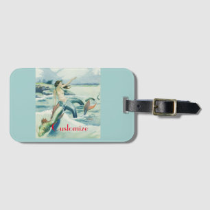 Mermaid Riding Sea Serpent Thunder_Cove Luggage Tag