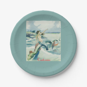 Mermaid Riding Sea Serpent Thunder_Cove Paper Plate