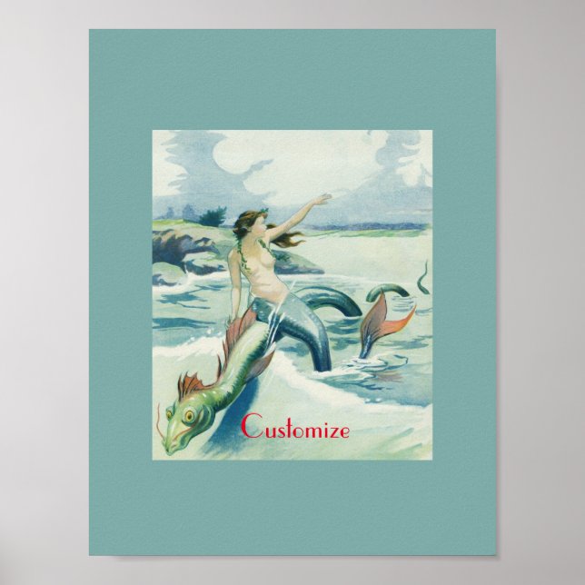 Mermaid Riding Sea Serpent Thunder_Cove  Poster (Front)