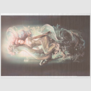 Mermaid Riding Seahorse Decoupage  Tissue Paper