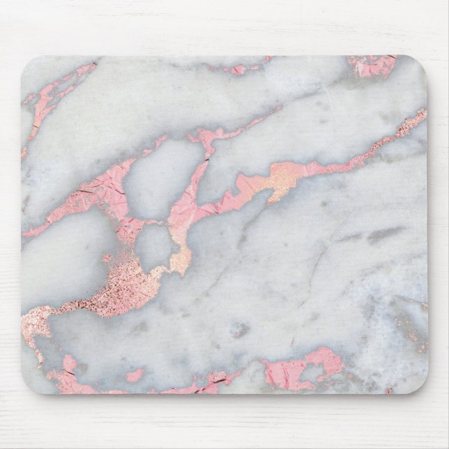 Mermaid Rosegold Glitter Marble Mouse Mat (Front)