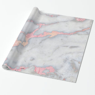 Mermaid Rosegold Glitter Marble Wrapping Paper