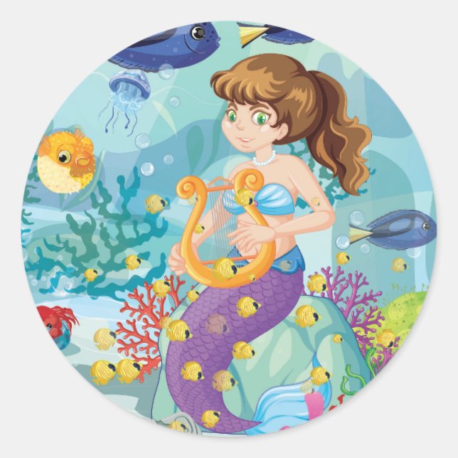Mermaid round stickers (Front)