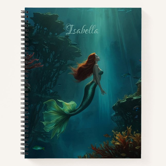 Mermaid’s Dream Fantasy Art Underwater Scene Notebook (Front)