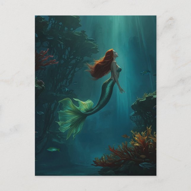 Mermaid’s Dream Fantasy Art Underwater Scene Postcard (Front)