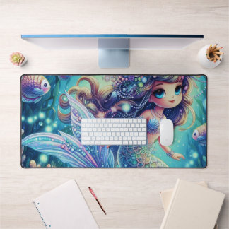 Mermaid’s Enchanted Underwater Realm Desk Mat