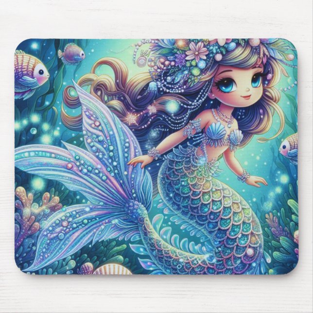 Mermaid’s Enchanted Underwater Realm Mouse Mat (Front)