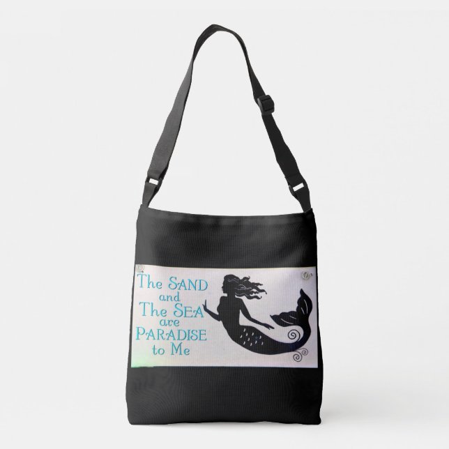mermaid sand and sea black crossbody bag (Back)
