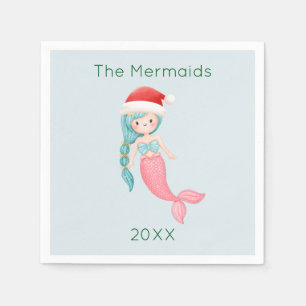 Mermaid Santa Christmas Napkin