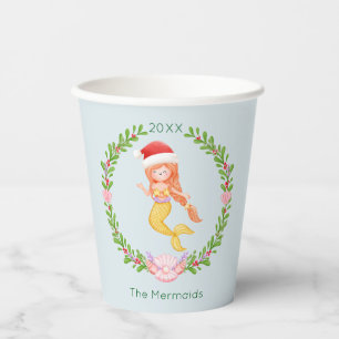 Mermaid Santa Christmas Paper Cups