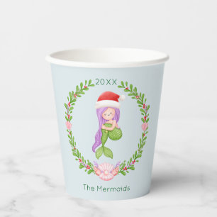 Mermaid Santa Christmas Paper Cups