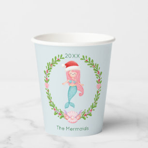 Mermaid Santa Christmas Paper Cups