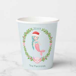 Mermaid Santa Christmas Paper Cups