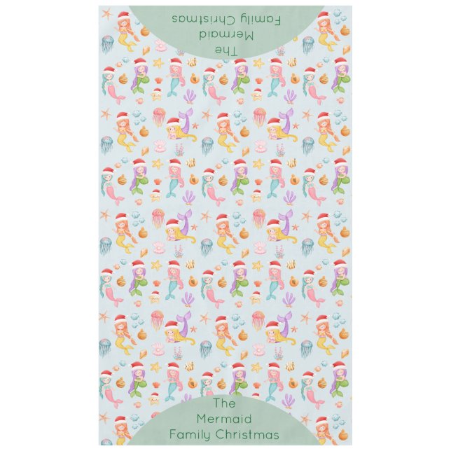Mermaid Santa Christmas Tablecloth (Front)