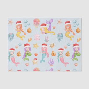 Mermaid Santa Pattern Christmas Tissue Paper