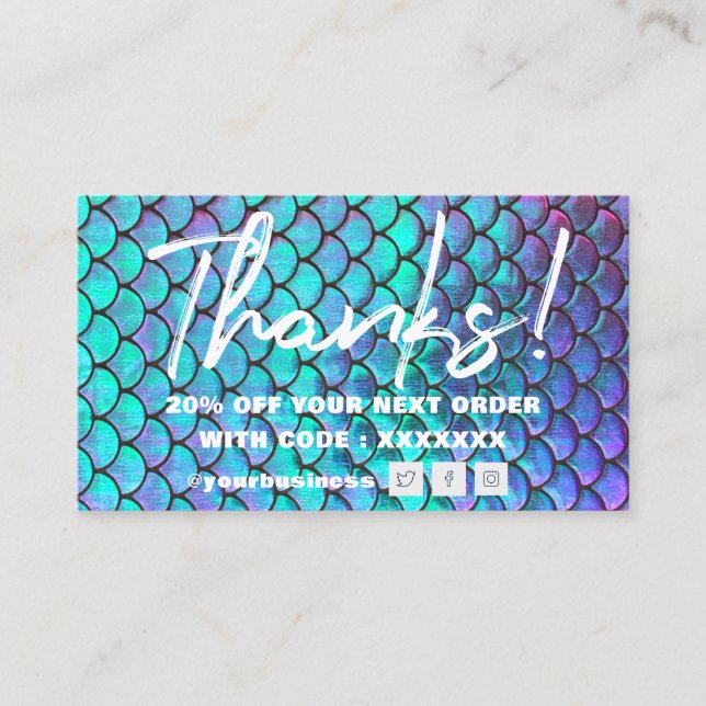 mermaid scale background thank you card (Front)