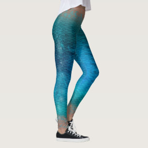 Mermaid scale blended waist Leggings Caribbean 3