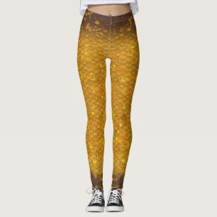 Mermaid scale blended waist Leggings Gold Fish 1