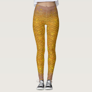 Mermaid scale blended waist Leggings Gold Fish 3