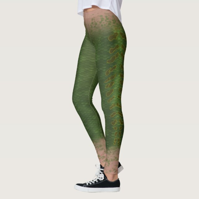 Mermaid scale blended waist Leggings Kelp forest 4 (Left)