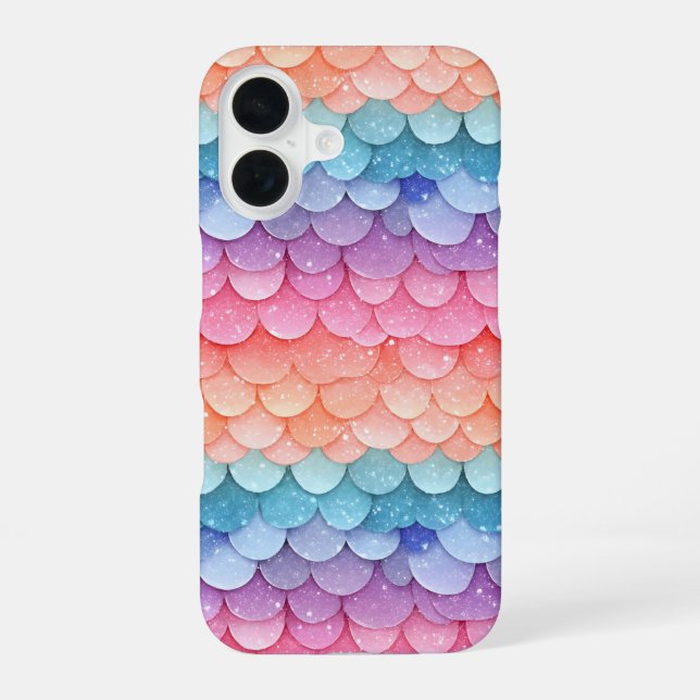 Mermaid Scale Colourful Pattern iPhone 16 Case (Back)
