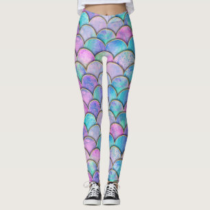 Mermaid Scale Japanese Watercolor Pattern Leggings