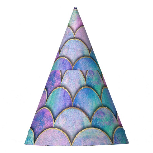 Mermaid Scale Japanese Watercolor Pattern Party Hat (Front)