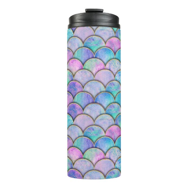 Mermaid Scale Japanese Watercolor Pattern Thermal Tumbler (Front)