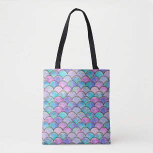 Mermaid Scale Japanese Watercolor Pattern Tote Bag