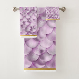 MERMAID SCALE PURPLE BATHROOM TOWEL SET