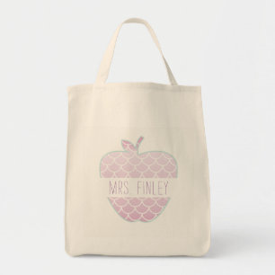 Mermaid Scales Apple Personalised Teacher Tote Bag