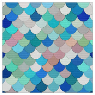 Mermaid Scales, Aqua, Shell Pink, and Cobalt Fabric
