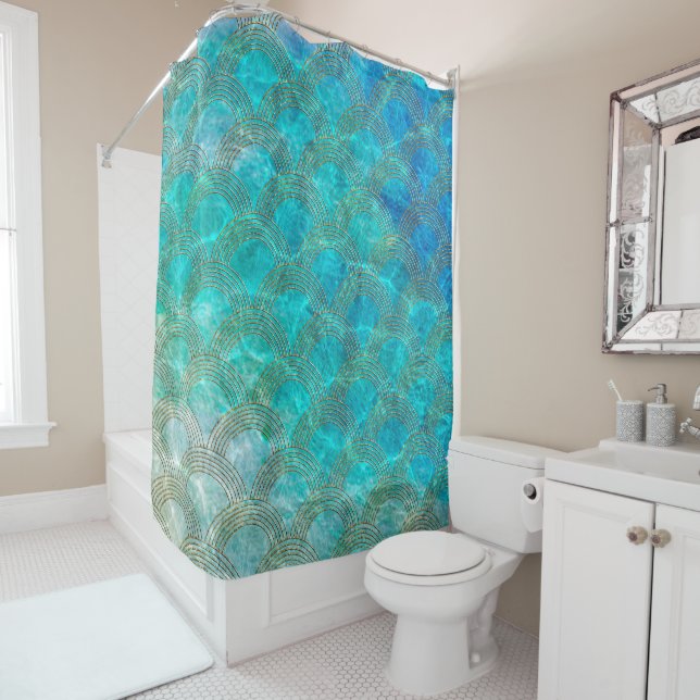 Mermaid Scales Beach Summer Water Sea Fun Shower Curtain (In Situ)