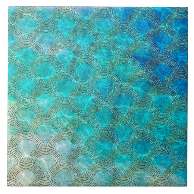 Mermaid Scales Beach Summer Water Sea Fun Tile (Front)