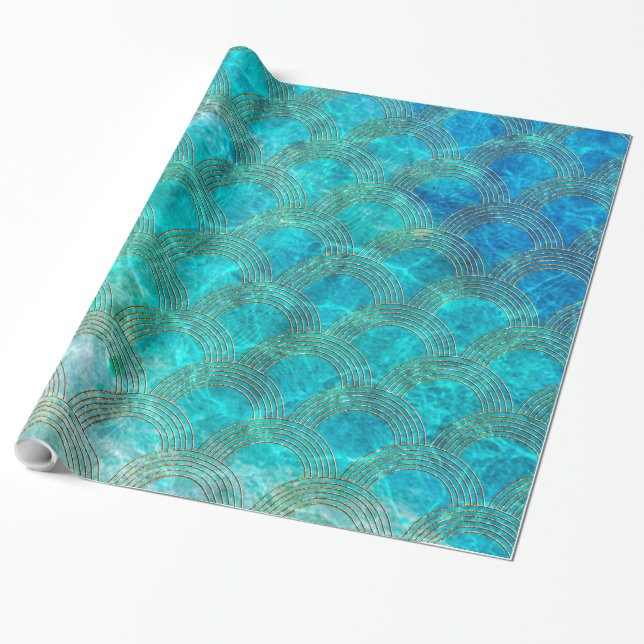 Mermaid Scales Beach Summer Water Sea Fun Wrapping Paper (Unrolled)