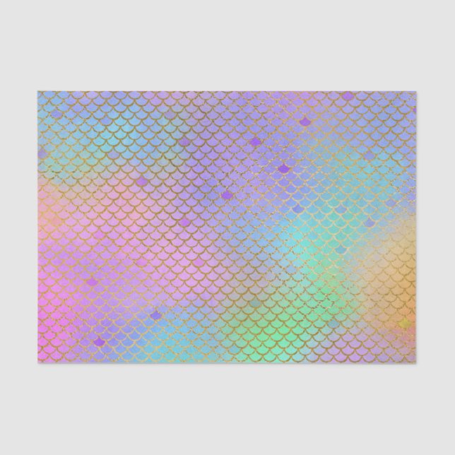 Mermaid Scales Birthday Party Gold Pastel Tissue Paper (Front)