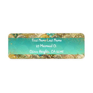 Mermaid Scales Cascading Gold Glitter & Teal Glam