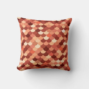 Mermaid Scales, Copper, Brown, Cream, and Tan Cushion