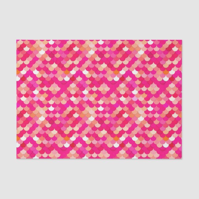 Mermaid Scales, Coral, Fuchsia Pink, and Peach Tissue Paper (Front)