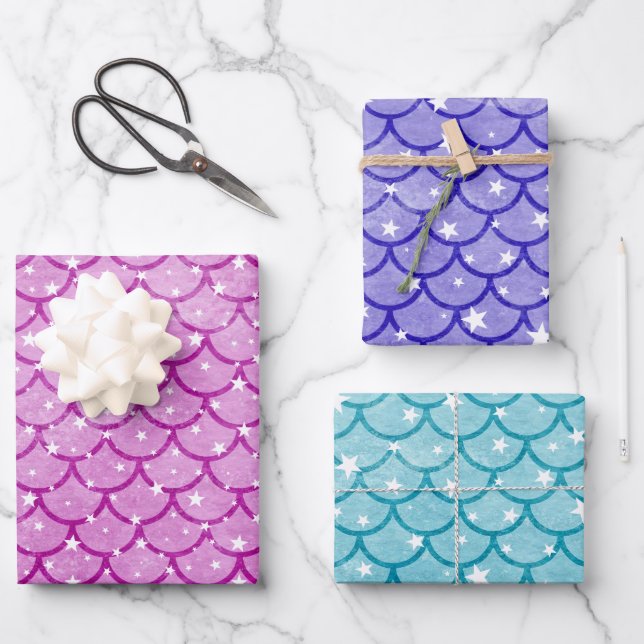 Mermaid Scales Design Wrapping Paper Set (Front)