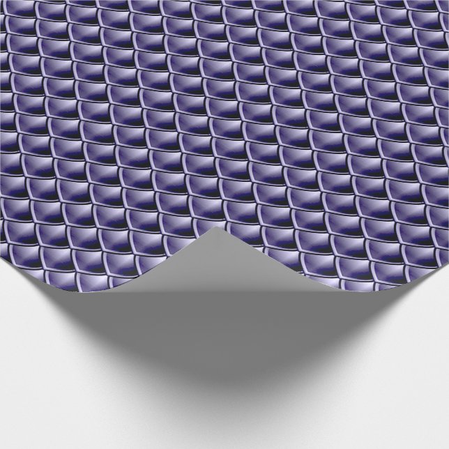 Mermaid Scales Dragon Skin Blue Navy Metallic Wrapping Paper (Corner)