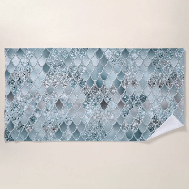 Mermaid Scales Glam #13 (Faux Glitter) #decor #art Beach Towel (Front)