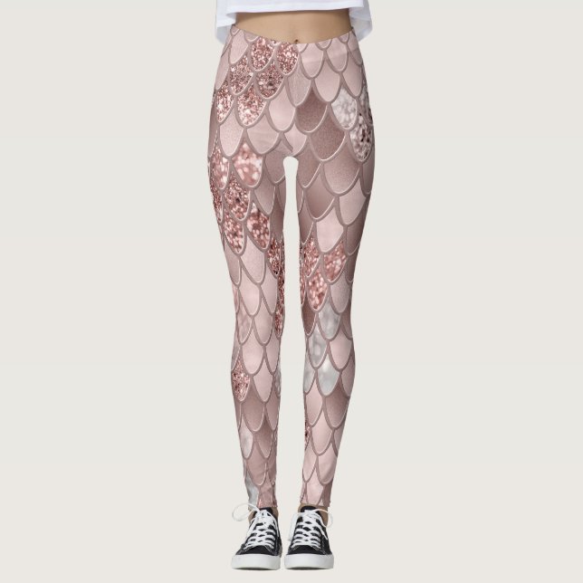Mermaid Scales Glam #5 (Faux Glitter) #decor #art  Leggings (Front)