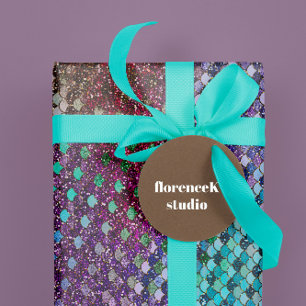 Mermaid Scales Glitter Blue Tiffany Viola Purple Wrapping Paper