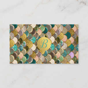 Mermaid Scales Gold Glitter Customer Loyalty Card